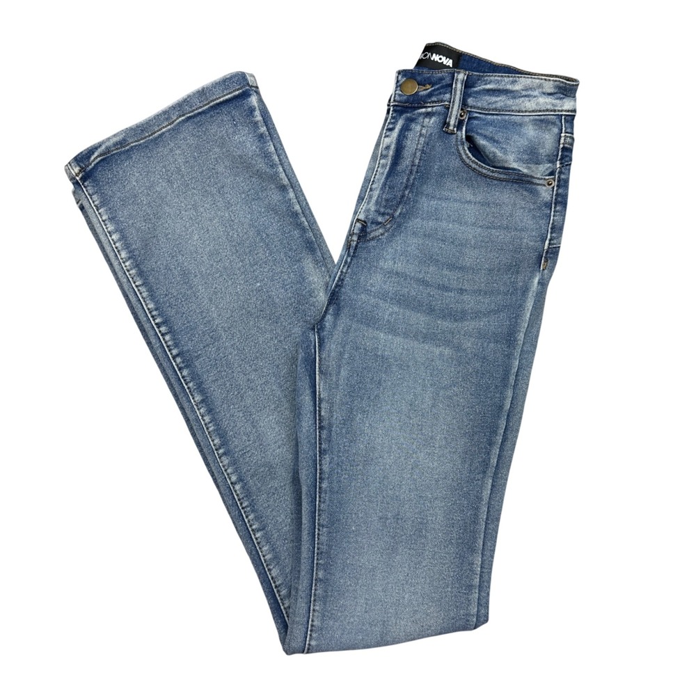 Fashion Nova High Waisted Flare Jeans Blue Denim Bell Bottoms Womens 3 Inseam 32